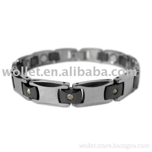 Tungsten Magnetic Bracelet with Diamond